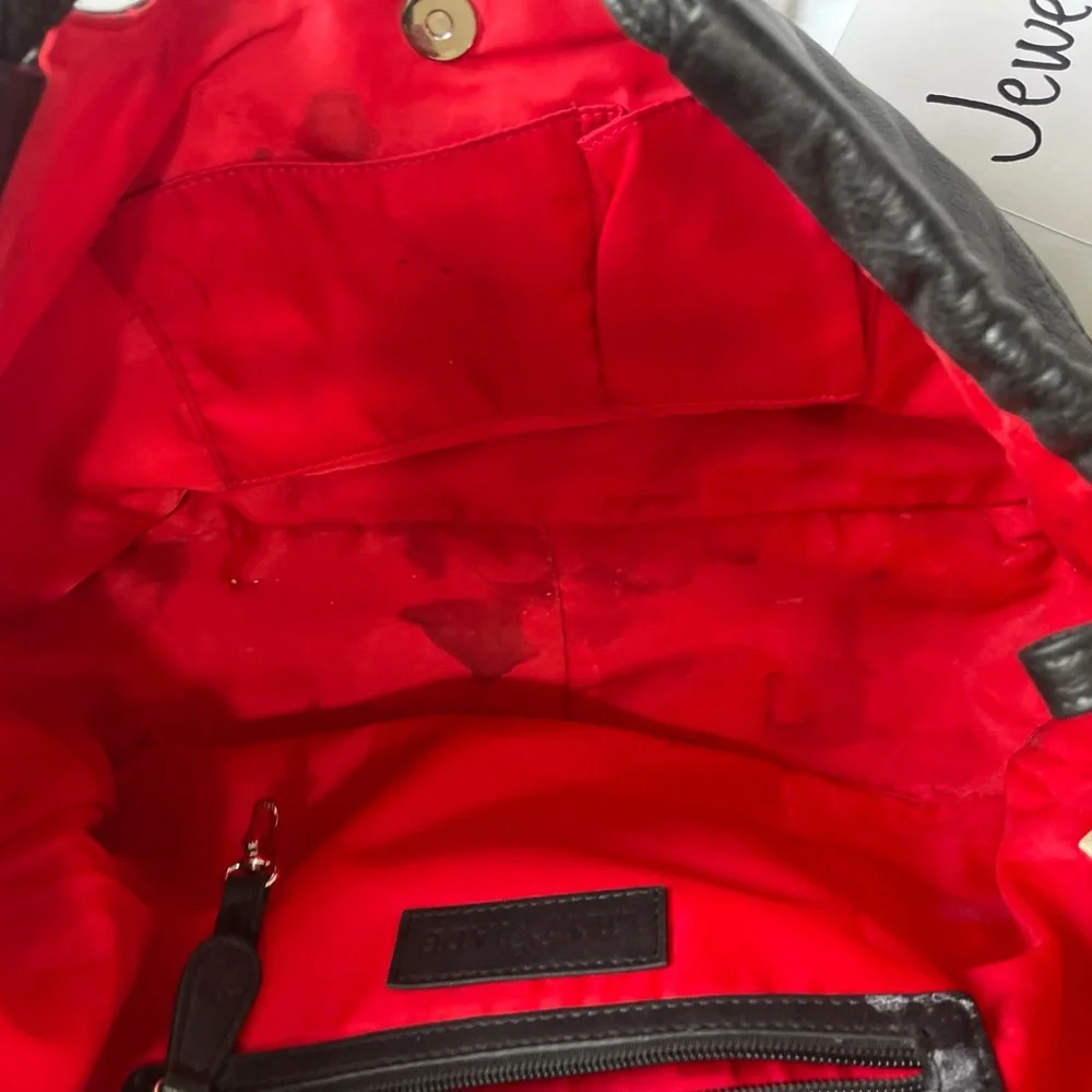 Lily jade diaper bag Black Leather with Red Lining
